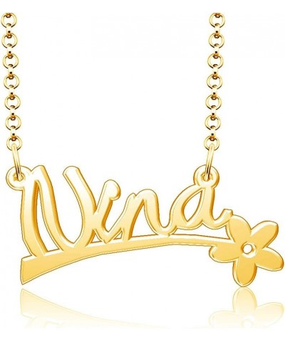 24k Gold Plated Flower Personalized Nameplate Custom Name Necklace Nina $12.65 Necklaces