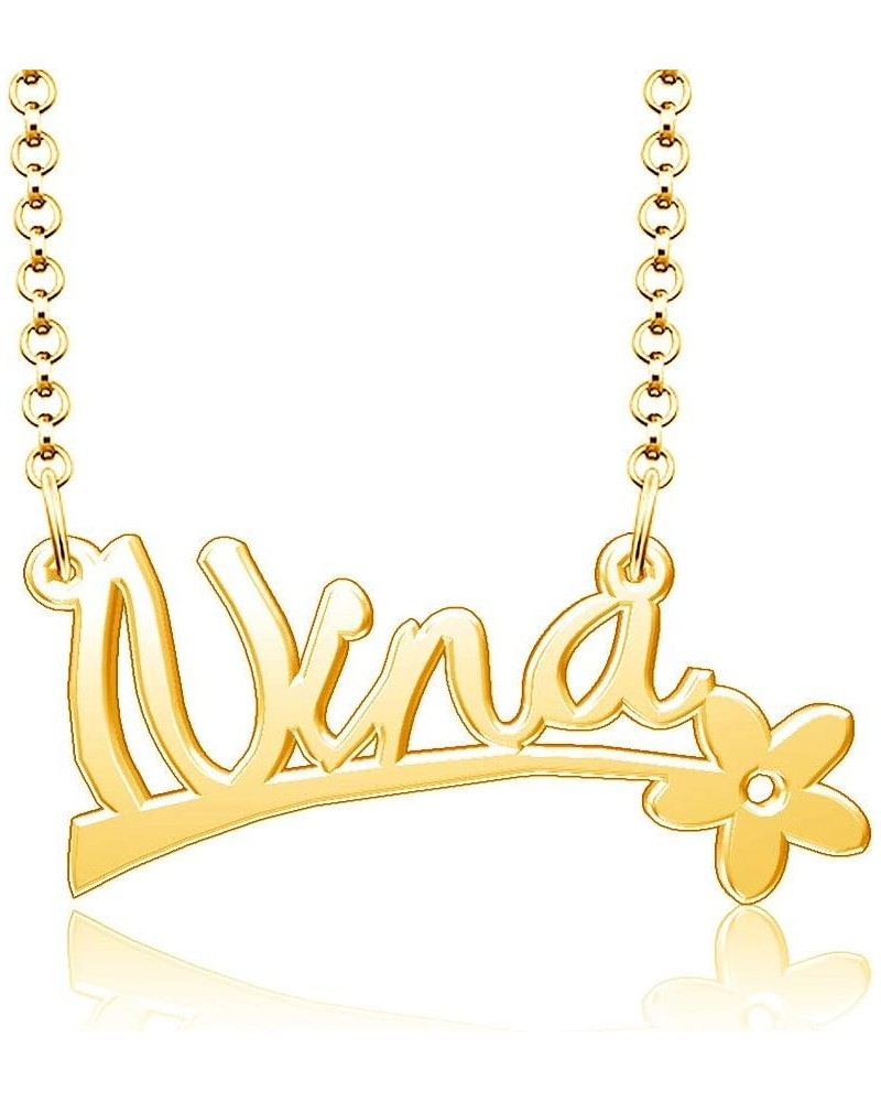 24k Gold Plated Flower Personalized Nameplate Custom Name Necklace Nina $12.65 Necklaces