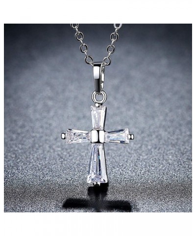 Cross Necklace Plated 18K Gold Zircon Women Girls Rose Gold, Silver Tone Jewelry With Gifts Bag Silver $8.54 Necklaces