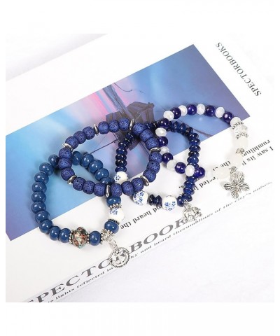 4 PCS Bohemian Stretch Anchor Bracelets Elephant Butterfly Retro Bracelets Suitable for Girls Women Gifts Blue $12.75 Bracelets