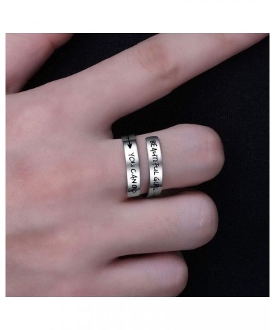 Adjustable Silver Rings for Girls Stainless Steel Message Arrow Stacking Thumb Rings Inspirational Gift for Women BEAUTIFUL G...