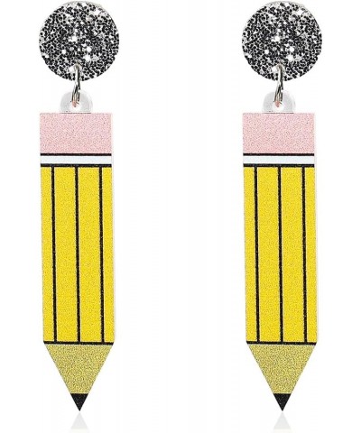 Cute Pencil Teachers Earrings for Women Girls Handmade Funny Pencil Crayon Book Acrylic Drop Dangle Earrings Set for Teachers...