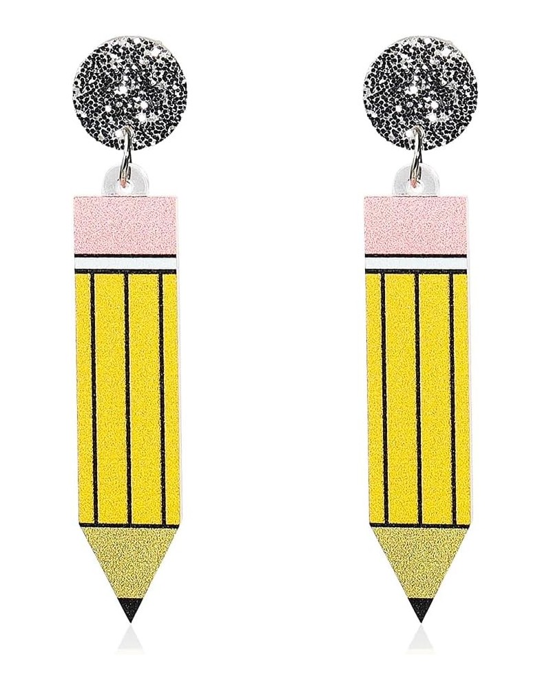 Cute Pencil Teachers Earrings for Women Girls Handmade Funny Pencil Crayon Book Acrylic Drop Dangle Earrings Set for Teachers...