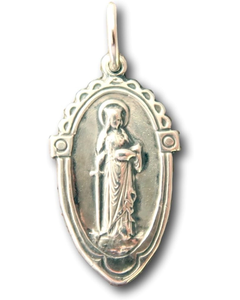 Sterling Silver St Dymphna Medal - Patron of Mental Health & Against Anxiety - Antique Replica Medal alone $37.40 Necklaces