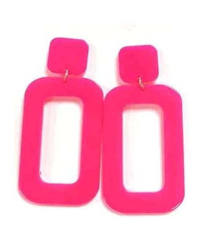 Retro Simple Acrylic Geometric Square Hollow Earrings C-shape Candy Color Earrings, Lovely Colorful Resin Ear Stud Big Hoop E...