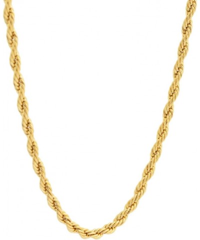 Stainless Steel 4mm Twist Rope Chain Necklace, 22" Inches-28" Inches Gold 24" Inches $8.50 Necklaces