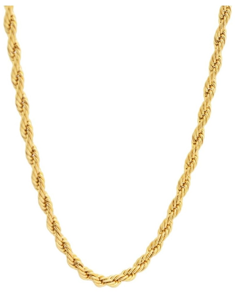 Stainless Steel 4mm Twist Rope Chain Necklace, 22" Inches-28" Inches Gold 24" Inches $8.50 Necklaces