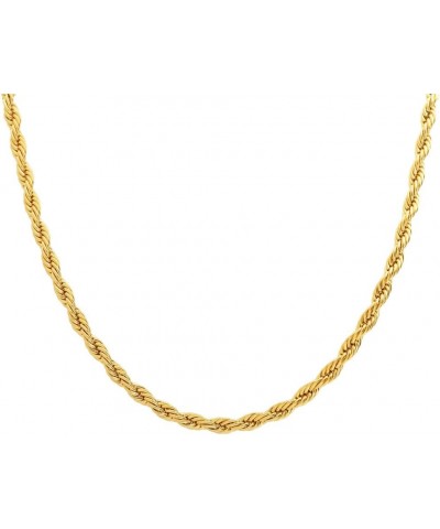 Stainless Steel 4mm Twist Rope Chain Necklace, 22" Inches-28" Inches Gold 24" Inches $8.50 Necklaces