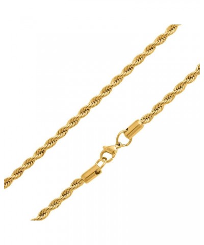 Stainless Steel 4mm Twist Rope Chain Necklace, 22" Inches-28" Inches Gold 24" Inches $8.50 Necklaces