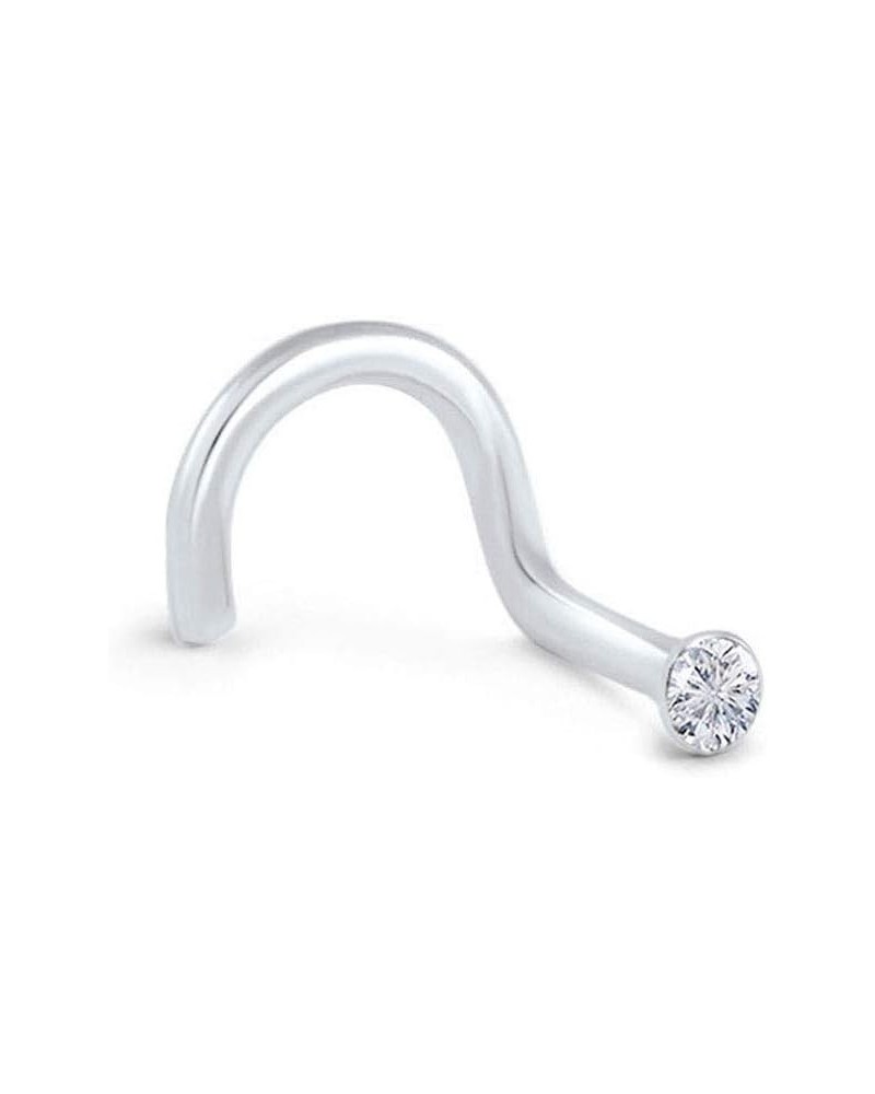 925 Sterling Silver Nose Screw Ring Tiny Micro 1mm CZ 22G Aurora-Right Nostril Screw $9.00 Body Jewelry