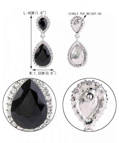 Women's Austrian Crystal Wedding Tear Drop Dangle Earrings Black Silver-Tone $9.66 Earrings