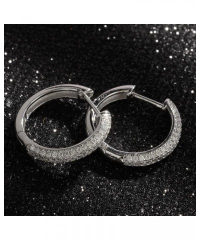 Moissanite Hoop Earrings for Women Girls, D Color VVS1 Clarity Brilliant Round Cut Lab Created Diamond Earrings, 925 Sterling...