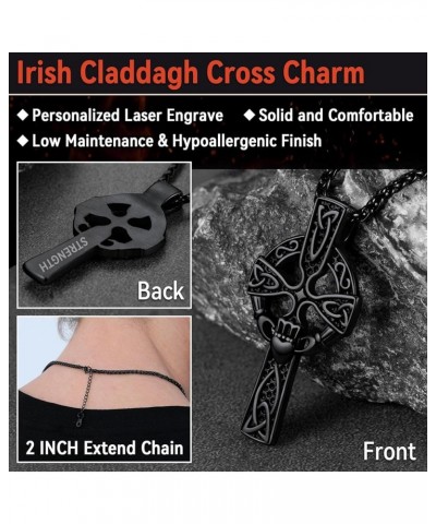 Irish Claddagh/Knot Pendant Necklace for Women Men Stainless Steel/18K Gold Plated Wicca Pentagram Talisman Jewelry Personali...