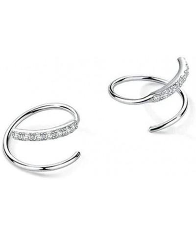 S925 Silver Double Hoop Earrings Cartilage Ear Piercing Wrap Earring For Women Girls Silver-2 $10.82 Earrings