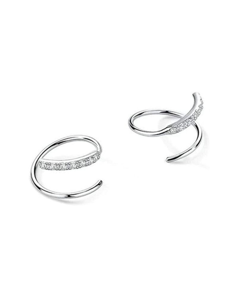 S925 Silver Double Hoop Earrings Cartilage Ear Piercing Wrap Earring For Women Girls Silver-2 $10.82 Earrings