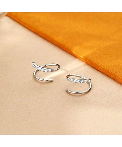 S925 Silver Double Hoop Earrings Cartilage Ear Piercing Wrap Earring For Women Girls Silver-2 $10.82 Earrings