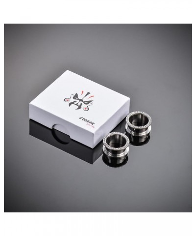 1 Pair Stainless Steel Ear Tunnels Piercing Embroidery Gauges Black Earrings Plugs 0G to 1". S8574G 5/8"(16mm) $10.20 Body Je...