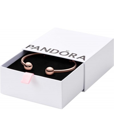 Moments 14k Rose Gold-Plated Open Bangle Bracelet for Women - Compatible Moments Charms - Features Rose - Gift for Her, With ...