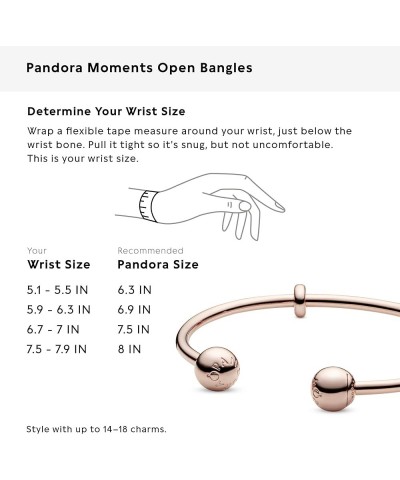 Moments 14k Rose Gold-Plated Open Bangle Bracelet for Women - Compatible Moments Charms - Features Rose - Gift for Her, With ...