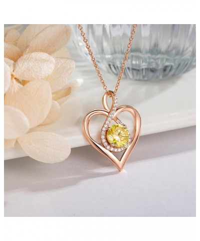 18K Gold Over Sterling Silver Heart Necklaces Birthstone Necklace for Women Infinity Jewelry for Women Birthday Valentine's D...