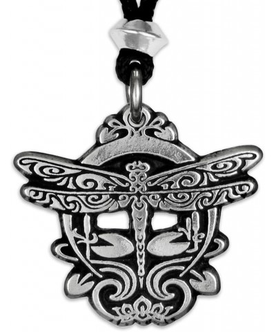 Pewter Art Nouveau Dragonfly Pendant Art Deco Necklace $10.50 Pendants