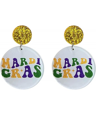 Mardi Gras Earrings for Women Acrylic MARDI GRAS Earrings Fleur De Lis Dangle Earrings Carnival Theme Beads Crocodile Lobster...