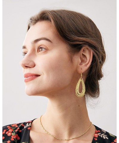 Antique Gold Hammered Disc Drop Earrings Boho Earrings with Two Tone Jewelry Gift EH21622C $10.25 Earrings