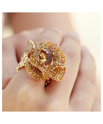 Flower Shape CZ & Rhinestone Cocktail Stretch Ring Party Ring for Women Topaz $11.38 Rings