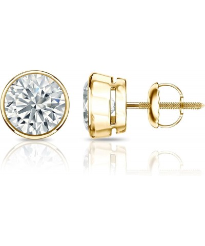 14k Gold Bezel-set Round Diamond Stud Earrings (1/4-2cttw, H-I, I1-I2) Screw-backs Yellow Gold 1.2 carats $186.48 Earrings