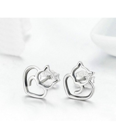 Cute Cat Earrings Stud Pearl Earrings for Women Mouse Cubic Zircon Hypoallergenic Earrings Christmas Birthday Gift Cat earrin...