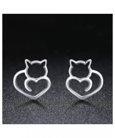 Cute Cat Earrings Stud Pearl Earrings for Women Mouse Cubic Zircon Hypoallergenic Earrings Christmas Birthday Gift Cat earrin...