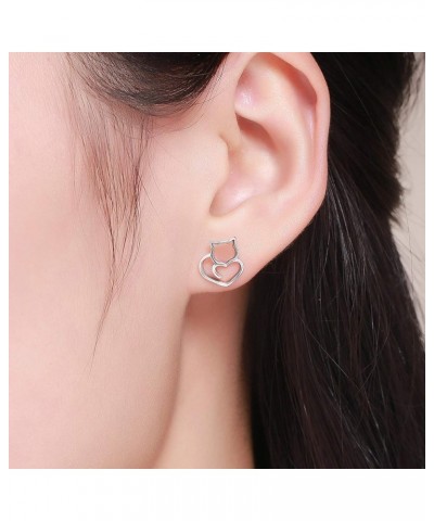 Cute Cat Earrings Stud Pearl Earrings for Women Mouse Cubic Zircon Hypoallergenic Earrings Christmas Birthday Gift Cat earrin...