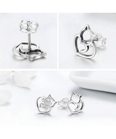 Cute Cat Earrings Stud Pearl Earrings for Women Mouse Cubic Zircon Hypoallergenic Earrings Christmas Birthday Gift Cat earrin...