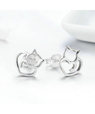 Cute Cat Earrings Stud Pearl Earrings for Women Mouse Cubic Zircon Hypoallergenic Earrings Christmas Birthday Gift Cat earrin...