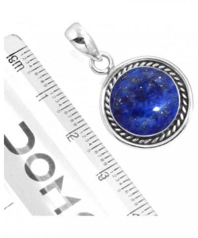 925 Sterling Silver Handmade Pendant for Women 12 MM Round Gemstone Fashion Jewelry for Gift (99517_P) Lapis $20.15 Pendants