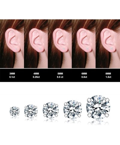 5 Pairs Stud Earrings Set, Hypoallergenic Cubic Zirconia 316L Earrings Stainless Steel CZ Earrings 3-8mm 2 $7.63 Earrings