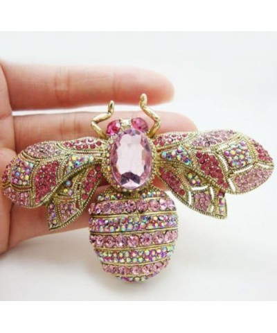 TTjewelry Charming Bee Insect Brooch Pin Austria Crystal Rhinestone Pink $12.71 Brooches & Pins