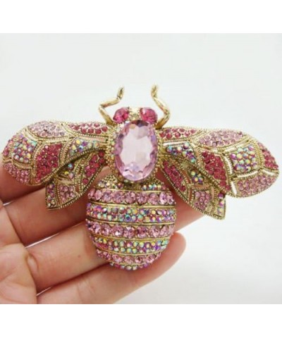 TTjewelry Charming Bee Insect Brooch Pin Austria Crystal Rhinestone Pink $12.71 Brooches & Pins