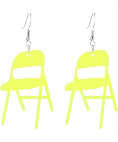 Simulation Chair Earrings Folding Chair Earrings for Women Fun Mini Acrylic Chair Drop Earrings Fashion Jewelry Earrings Yell...