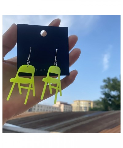 Simulation Chair Earrings Folding Chair Earrings for Women Fun Mini Acrylic Chair Drop Earrings Fashion Jewelry Earrings Yell...