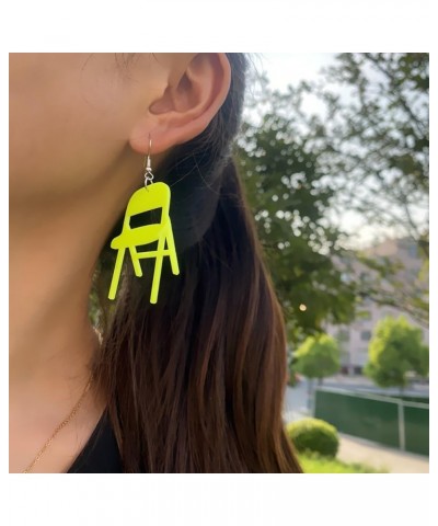 Simulation Chair Earrings Folding Chair Earrings for Women Fun Mini Acrylic Chair Drop Earrings Fashion Jewelry Earrings Yell...