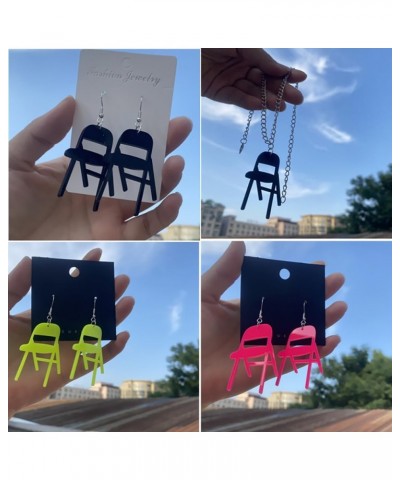 Simulation Chair Earrings Folding Chair Earrings for Women Fun Mini Acrylic Chair Drop Earrings Fashion Jewelry Earrings Yell...