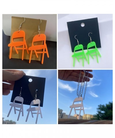 Simulation Chair Earrings Folding Chair Earrings for Women Fun Mini Acrylic Chair Drop Earrings Fashion Jewelry Earrings Yell...