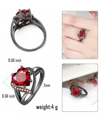 Fashion Red Purple Heart Cubic Zirconia Promise Rings Crystal Love Heart Wedding Cocktail Statement Eternity Ring Luxury Jewe...