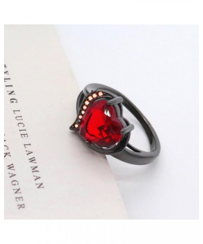 Fashion Red Purple Heart Cubic Zirconia Promise Rings Crystal Love Heart Wedding Cocktail Statement Eternity Ring Luxury Jewe...