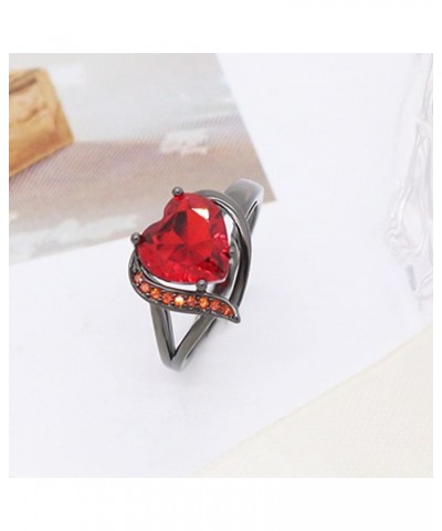 Fashion Red Purple Heart Cubic Zirconia Promise Rings Crystal Love Heart Wedding Cocktail Statement Eternity Ring Luxury Jewe...