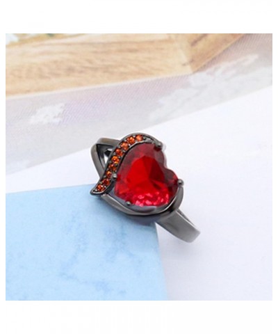 Fashion Red Purple Heart Cubic Zirconia Promise Rings Crystal Love Heart Wedding Cocktail Statement Eternity Ring Luxury Jewe...