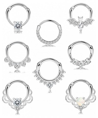 6-9 PCS 16G Septum Clicker Rings Stainless Steel Hoop Hinged Segment Nose Rings For Women CZ Cartilage Tragus Hoop Helix Dait...