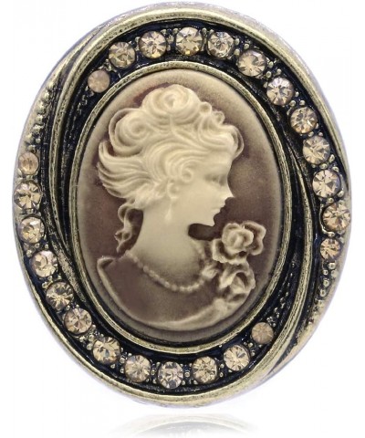 SoulBreezeCollection Cameo Brooch Pin Rhinestones Fashion Jewelry for Women Mom Mother Brown $10.06 Brooches & Pins