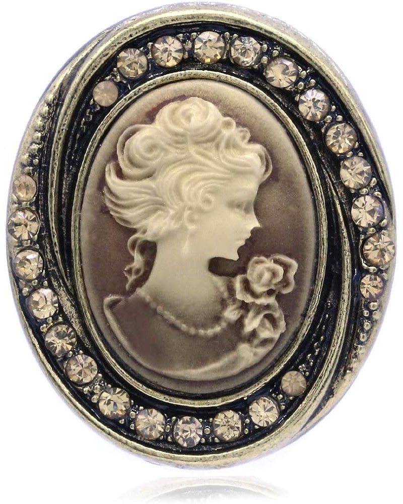 SoulBreezeCollection Cameo Brooch Pin Rhinestones Fashion Jewelry for Women Mom Mother Brown $10.06 Brooches & Pins